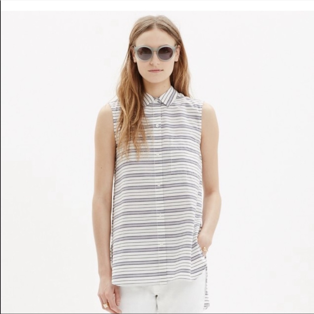 Madewell Sleeveless Composer Boho Shirt In Stripe